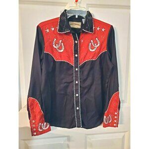 Women’s Western Button Down Shirt - Red and Black